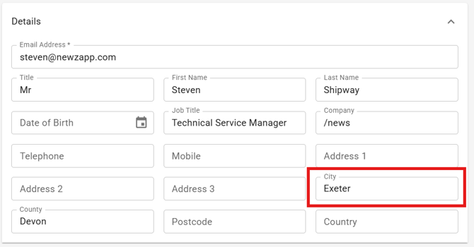 Screenshot of my contact card with my condition field highlighted