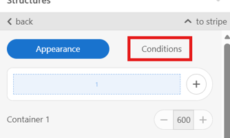Screenshot of the Conditions button