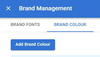 Screenshot of the Brand Colours screen