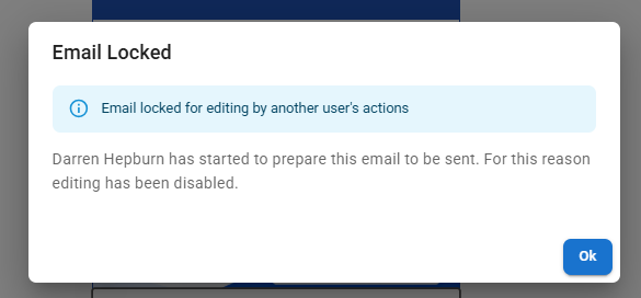Screenshot of the "Email Locked" message