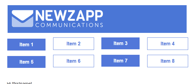 Screenshot of an alternative Contents using buttons