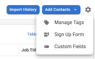 Screenshot of the Custom Fields option.