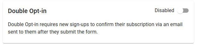Screenshot of the Double Opt In slider
