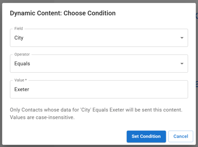 Screenshot of the conditions screen.
