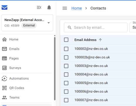 Screenshot of Contacts with no Groups list showing