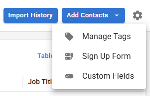 Screenshot of the Sign Up Form option.