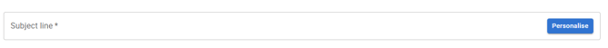 Screenshot of the Subject line field with the personalisation button