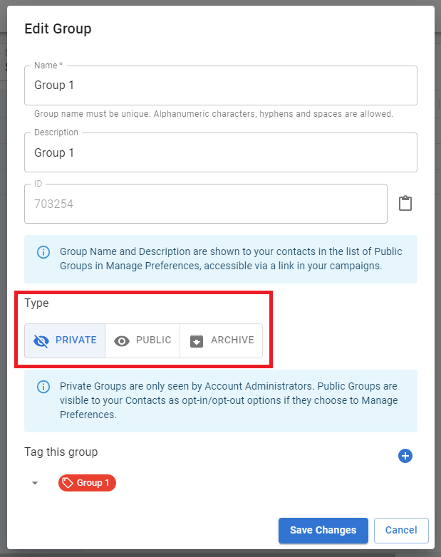Public and Private Groups