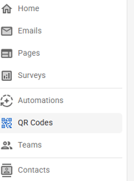 Screenshot of the left menu with QR code highlighted