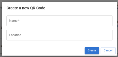 Screenshot of the window where you can name your QR code.