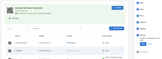 Screenshot of QR codes during the sending process.