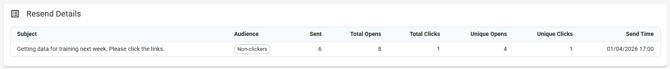 Screenshot of the resend details