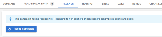 Screenshot of the Resend button in Reports.