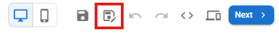 Screenshot of the icons at the top of the editor with the Save Template icon highlighted.