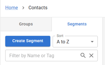 Screenshot of the Create Segment button