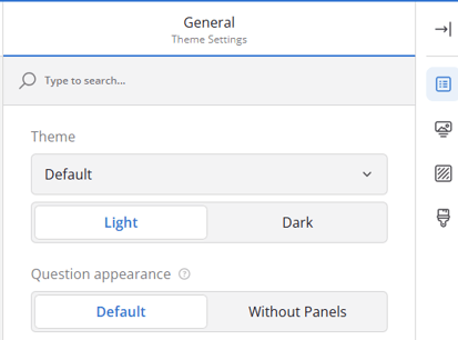 Screenshot of the Genereal theme settings.
