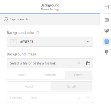 Screenshot of the Background theme settings.