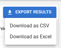 Screenshot of the Export Results button