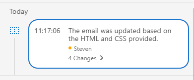 Screenshot of a version history block