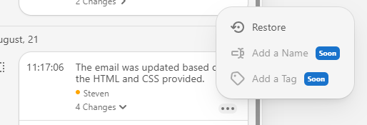 Screenshot of the Restore option