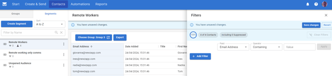 Screenshot of where Segment filters are added